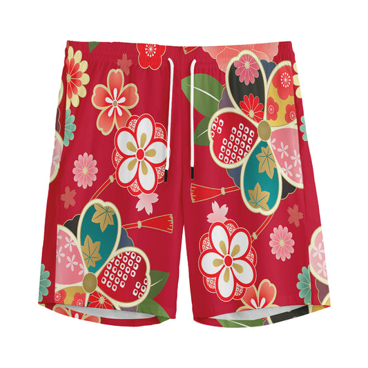 Japanese Kimono Pattern Print Men's Sports Shorts