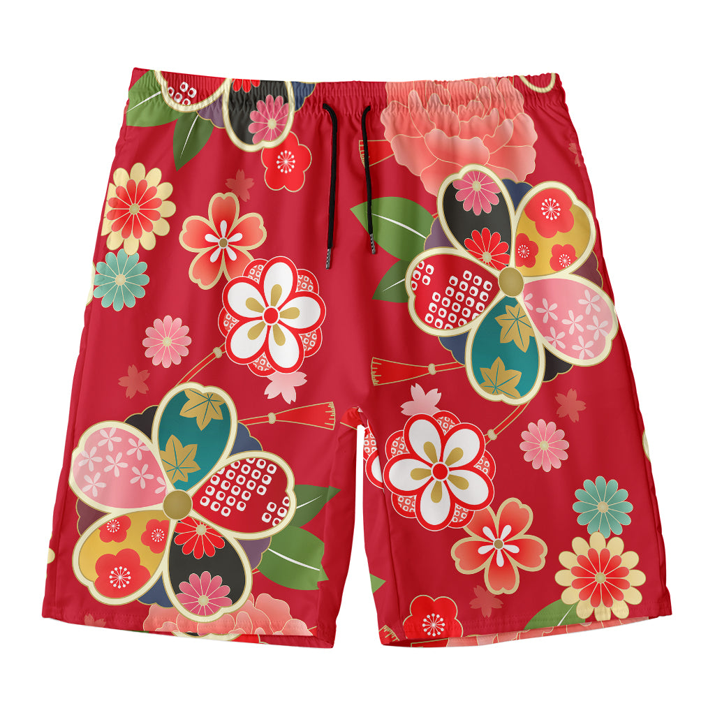 Japanese Kimono Pattern Print Men's Swim Trunks