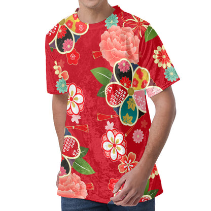 Japanese Kimono Pattern Print Men's Velvet T-Shirt