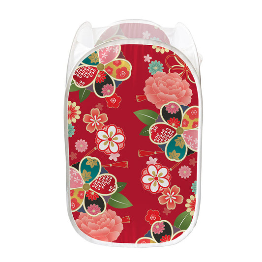 Japanese Kimono Pattern Print Mesh Laundry Hamper