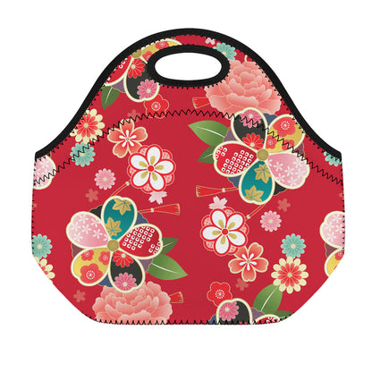 Japanese Kimono Pattern Print Neoprene Lunch Bag