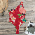 Japanese Kimono Pattern Print One Shoulder Bodysuit