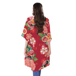 Japanese Kimono Pattern Print Open Front Beach Cover Up