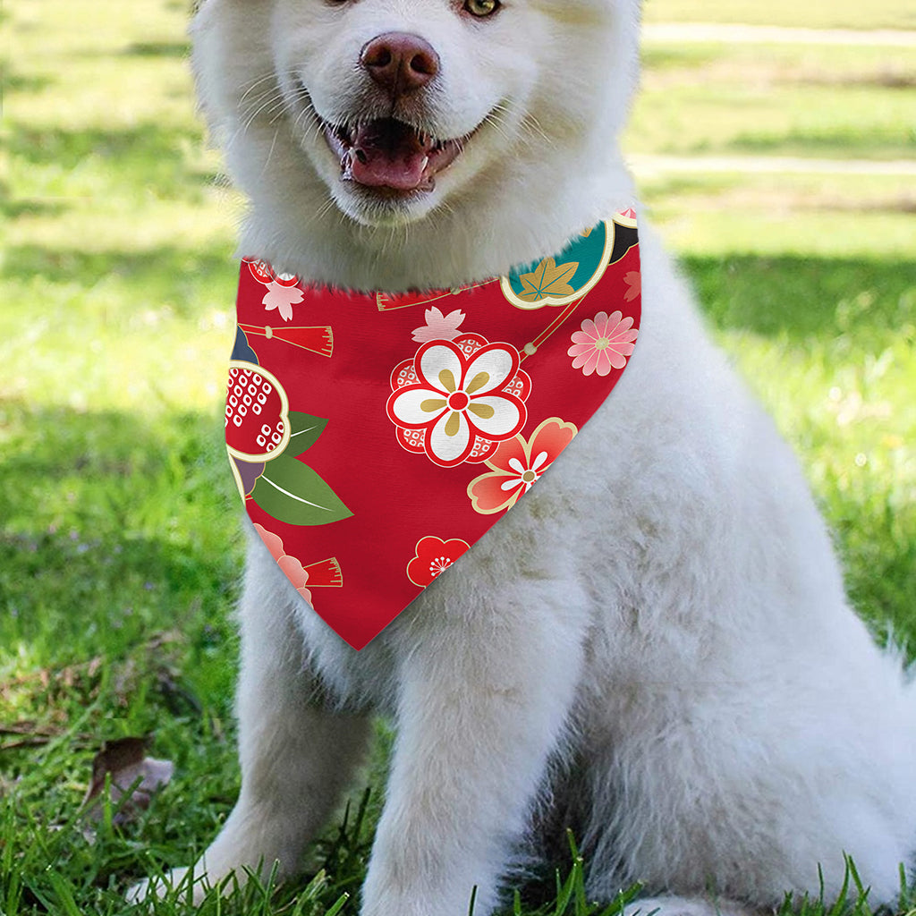 Japanese Kimono Pattern Print Over The Collar Dog Bandana