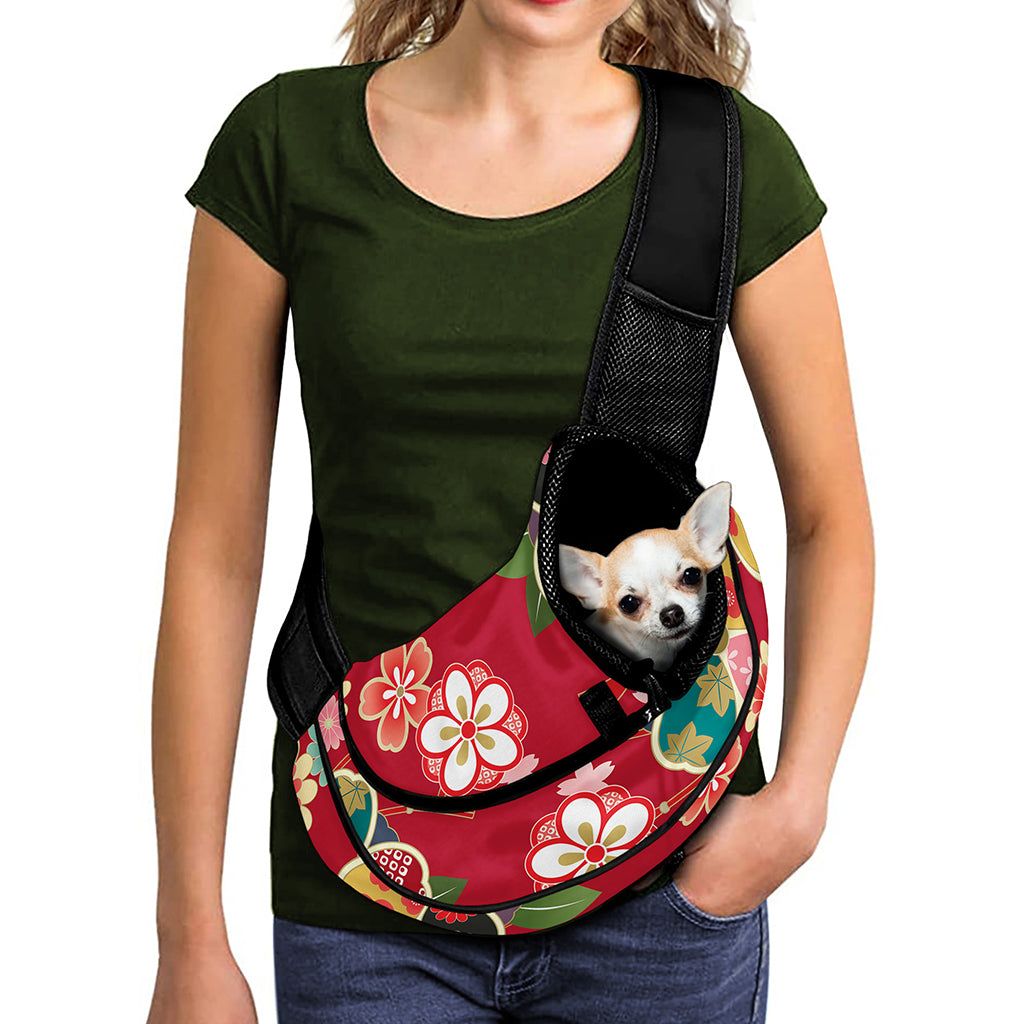 Japanese Kimono Pattern Print Pet Sling Carrier