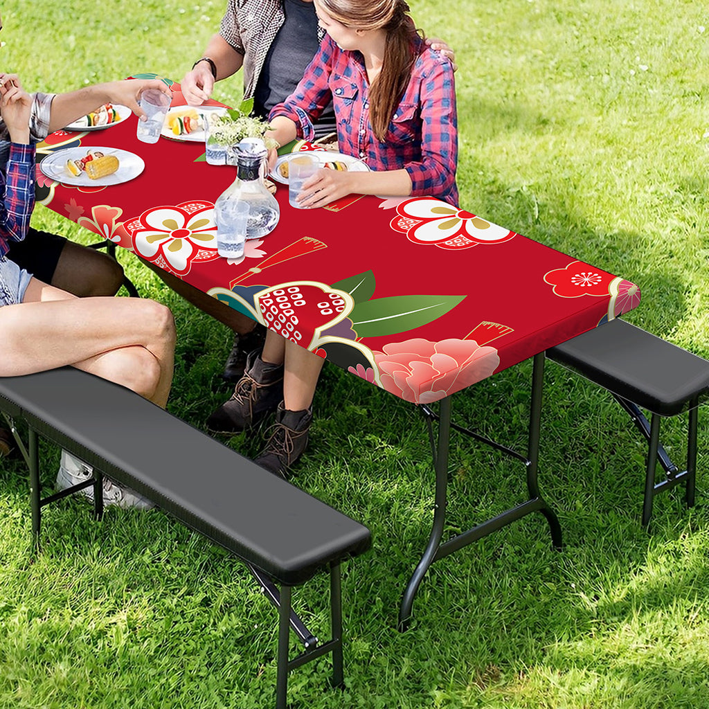 Japanese Kimono Pattern Print Picnic Table Cover