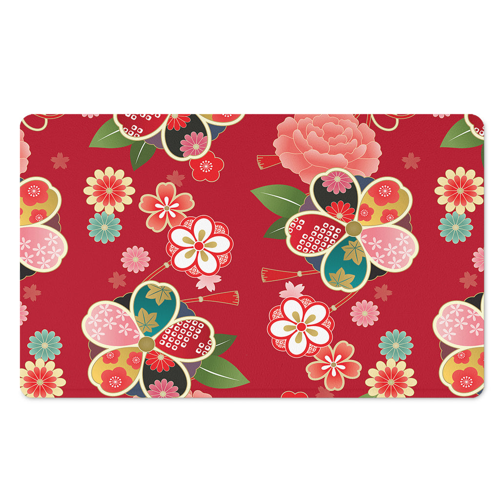 Japanese Kimono Pattern Print Polyester Doormat