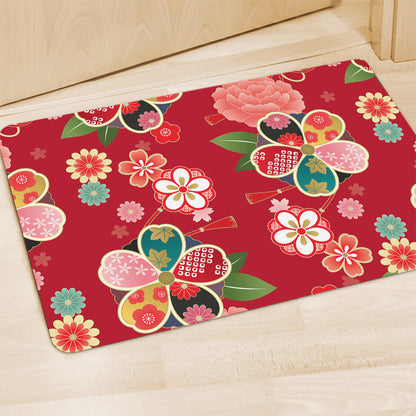 Japanese Kimono Pattern Print Polyester Doormat