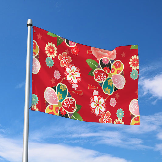 Japanese Kimono Pattern Print Polyester Flag