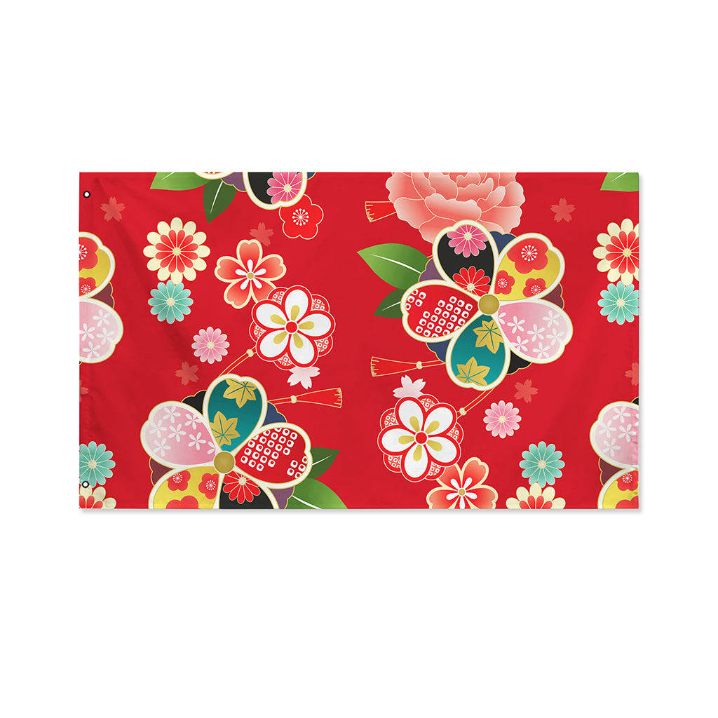 Japanese Kimono Pattern Print Polyester Flag