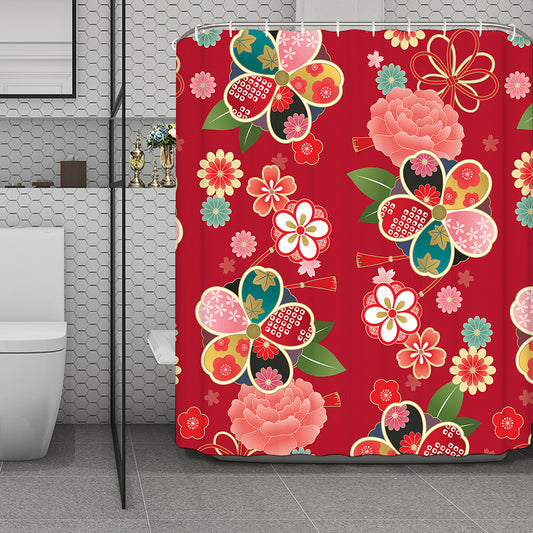 Japanese Kimono Pattern Print Polyester Shower Curtain