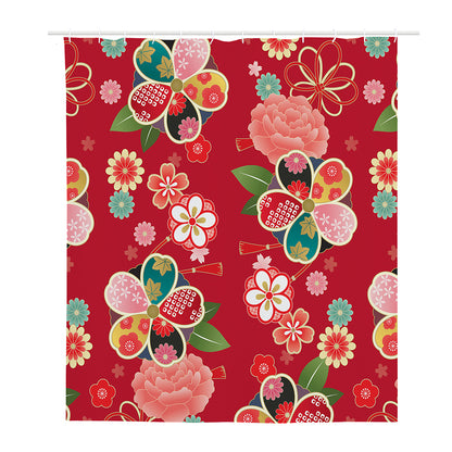 Japanese Kimono Pattern Print Polyester Shower Curtain