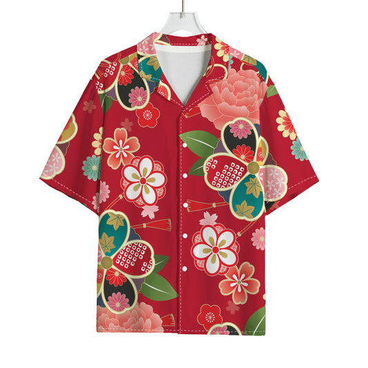 Japanese Kimono Pattern Print Rayon Hawaiian Shirt