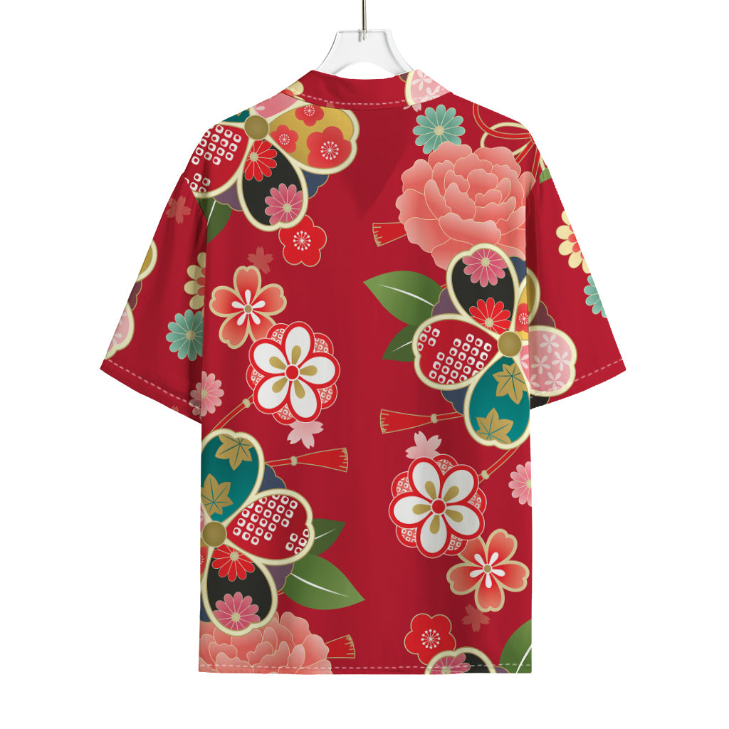Japanese Kimono Pattern Print Rayon Hawaiian Shirt