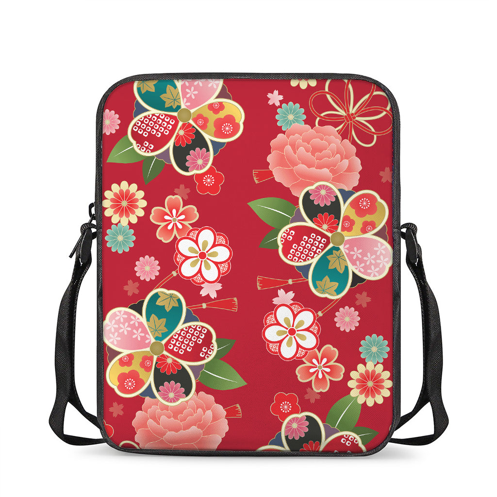 Japanese Kimono Pattern Print Rectangular Crossbody Bag