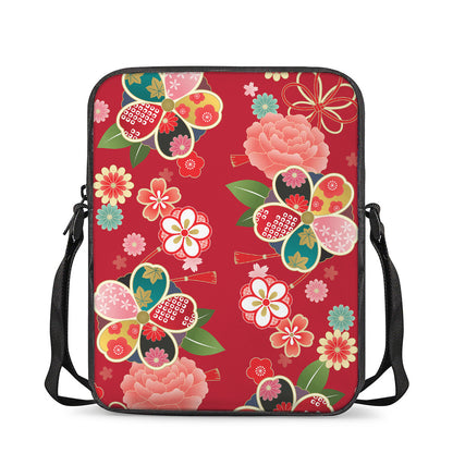 Japanese Kimono Pattern Print Rectangular Crossbody Bag
