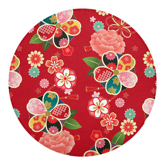 Japanese Kimono Pattern Print Round Blanket