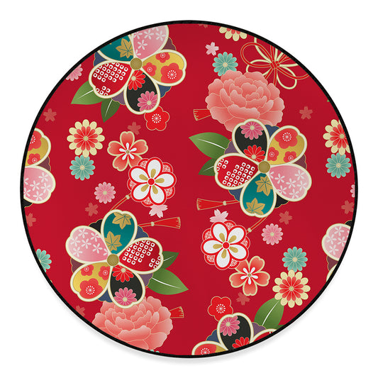 Japanese Kimono Pattern Print Round Floor Mat