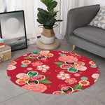 Japanese Kimono Pattern Print Round Rug