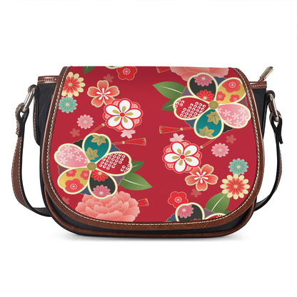 Japanese Kimono Pattern Print Saddle Bag