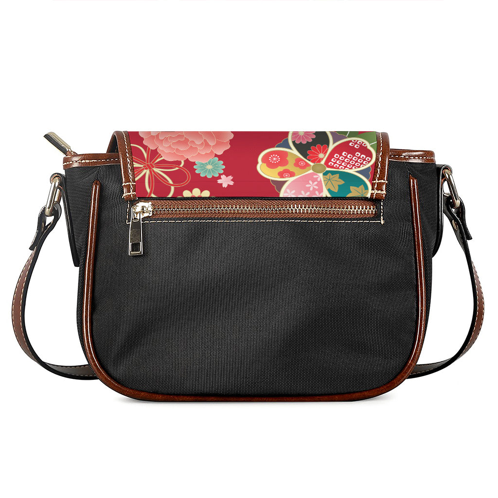 Japanese Kimono Pattern Print Saddle Bag