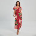 Japanese Kimono Pattern Print Short Sleeve Maxi Dress