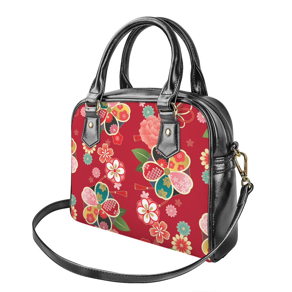 Japanese Kimono Pattern Print Shoulder Handbag