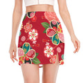 Japanese Kimono Pattern Print Side Slit Mini Skirt