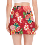 Japanese Kimono Pattern Print Side Slit Mini Skirt