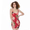 Japanese Kimono Pattern Print Sleeveless Bodycon Dress