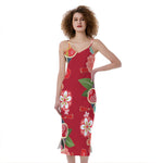 Japanese Kimono Pattern Print Slim Fit Midi Cami Dress