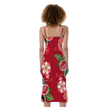 Japanese Kimono Pattern Print Slim Fit Midi Cami Dress