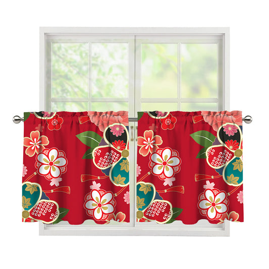 Japanese Kimono Pattern Print Tier Curtains