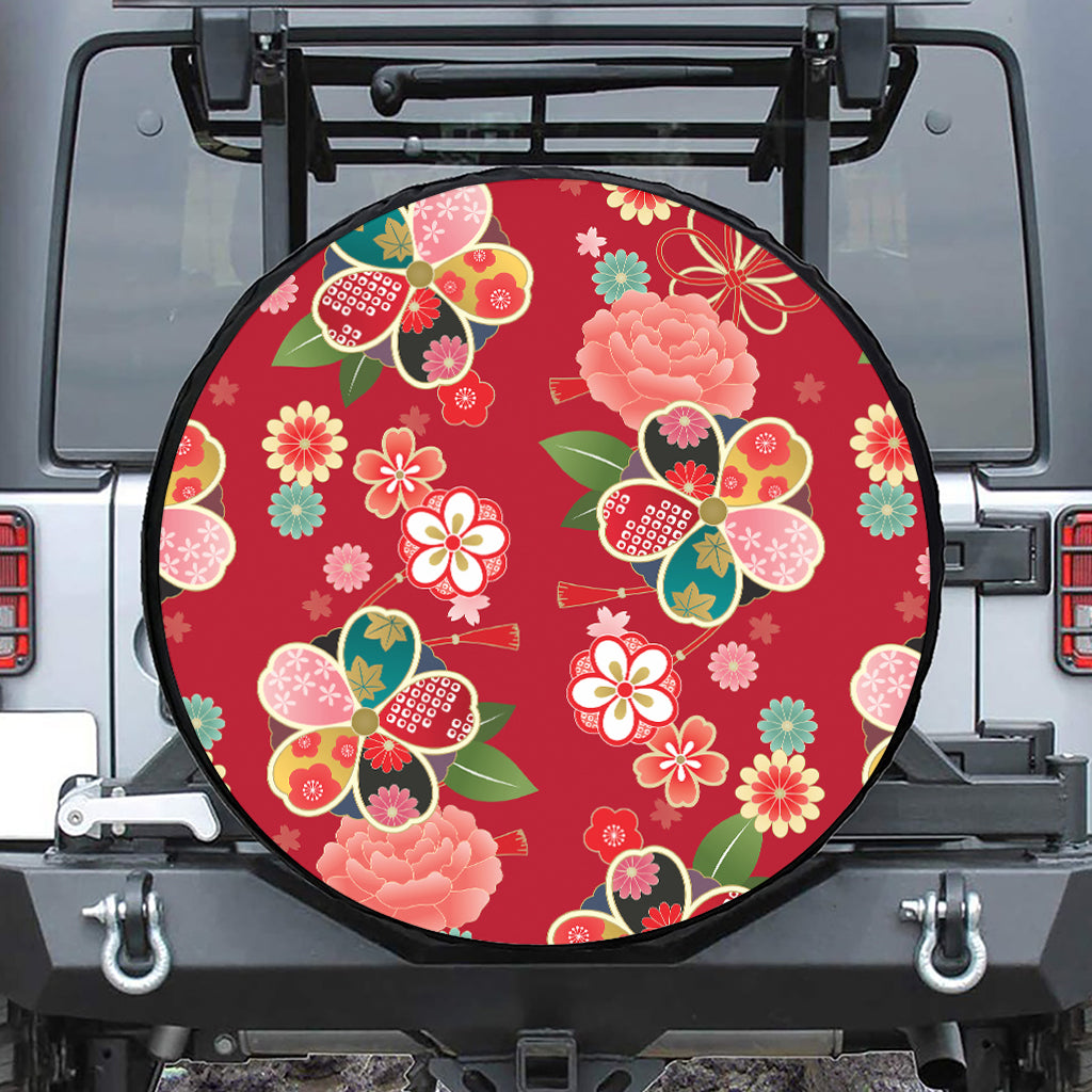 Japanese Kimono Pattern Print Tire Cover