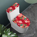 Japanese Kimono Pattern Print Toilet Lid And Tank Cover Set