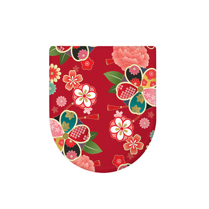 Japanese Kimono Pattern Print Toilet Lid Cover