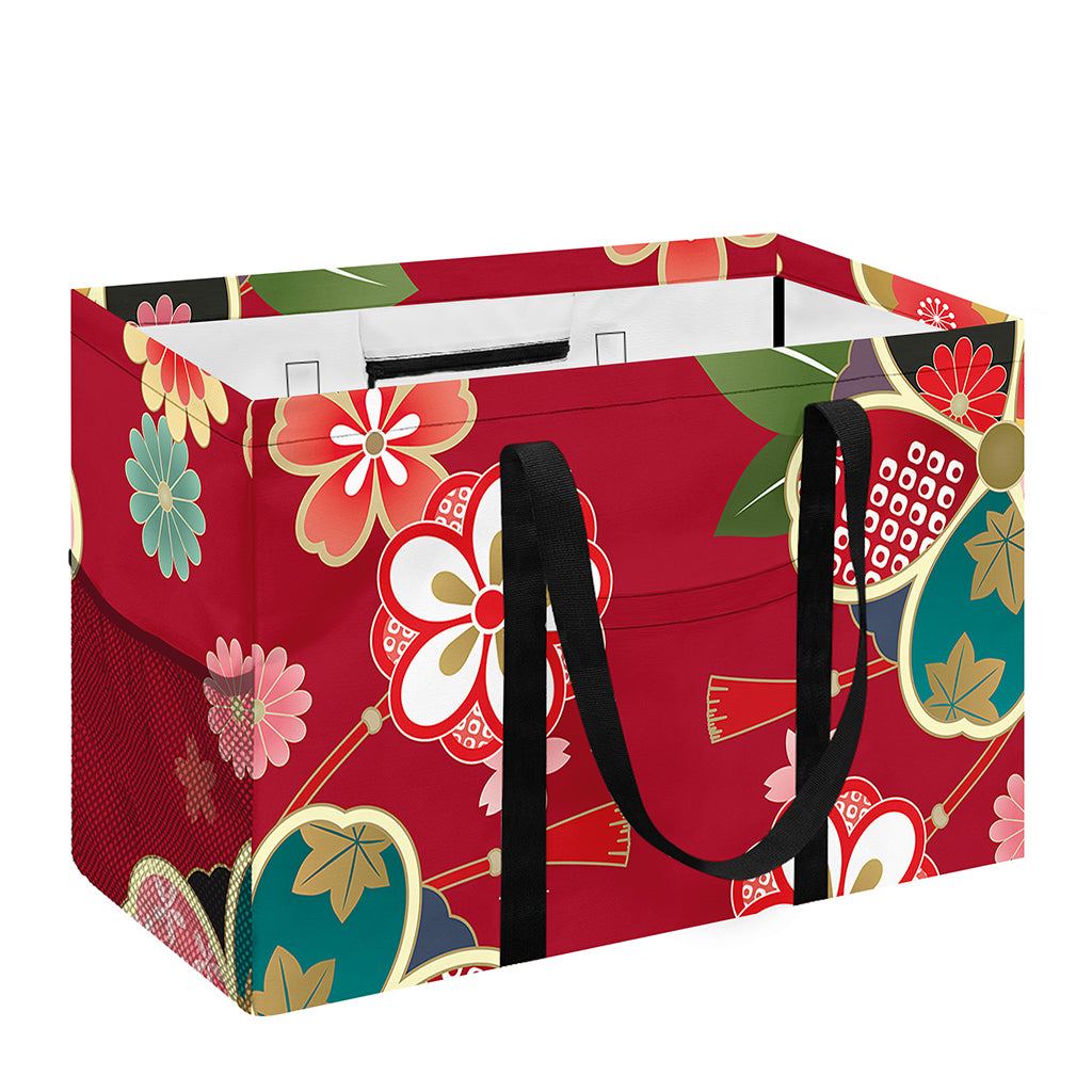 Japanese Kimono Pattern Print Utility Tote Bag