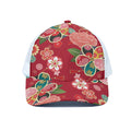 Japanese Kimono Pattern Print White Mesh Trucker Hat