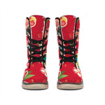 Japanese Kimono Pattern Print Winter Boots