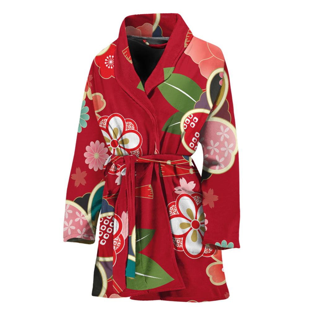 Japanese Kimono Pattern Print Women's Bathrobe