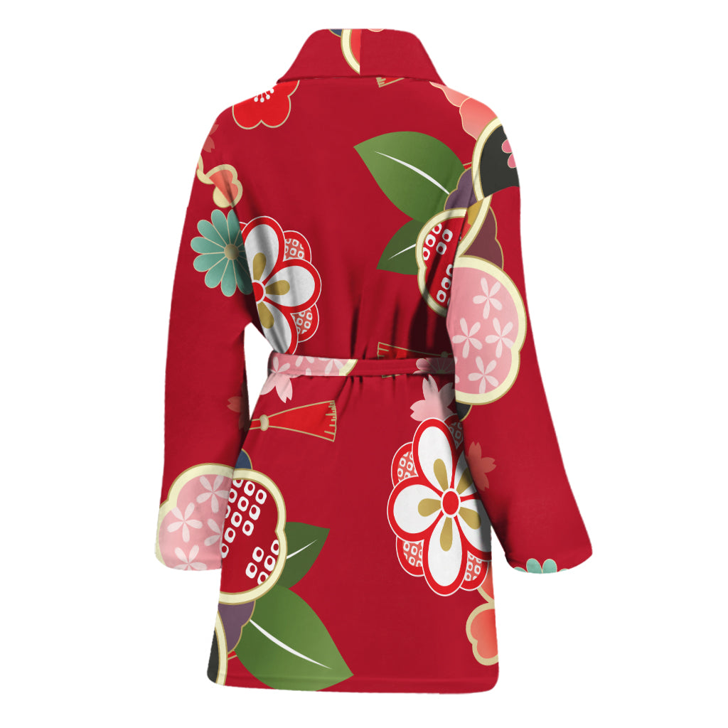 Japanese Kimono Pattern Print Women's Bathrobe