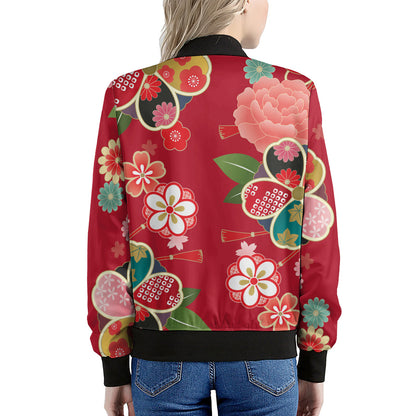 Japanese Kimono Pattern Print Women's Bomber Jacket