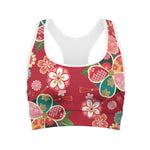 Japanese Kimono Pattern Print Women's Sports Bra