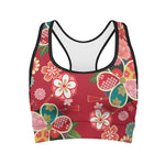 Japanese Kimono Pattern Print Women's Sports Bra