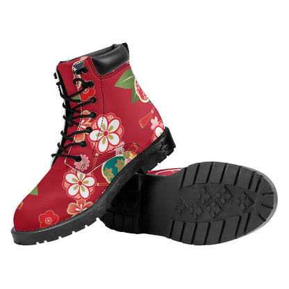 Japanese Kimono Pattern Print Work Boots