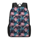 Japanese Koi And Chrysanthemums Print 17 Inch Backpack