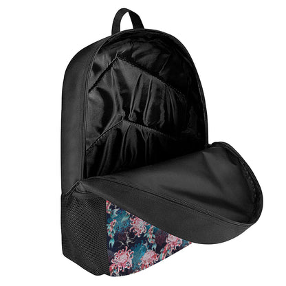 Japanese Koi And Chrysanthemums Print 17 Inch Backpack