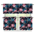 Japanese Koi And Chrysanthemums Print 3 Piece Kitchen Curtains