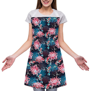 Japanese Koi And Chrysanthemums Print Adjustable Apron