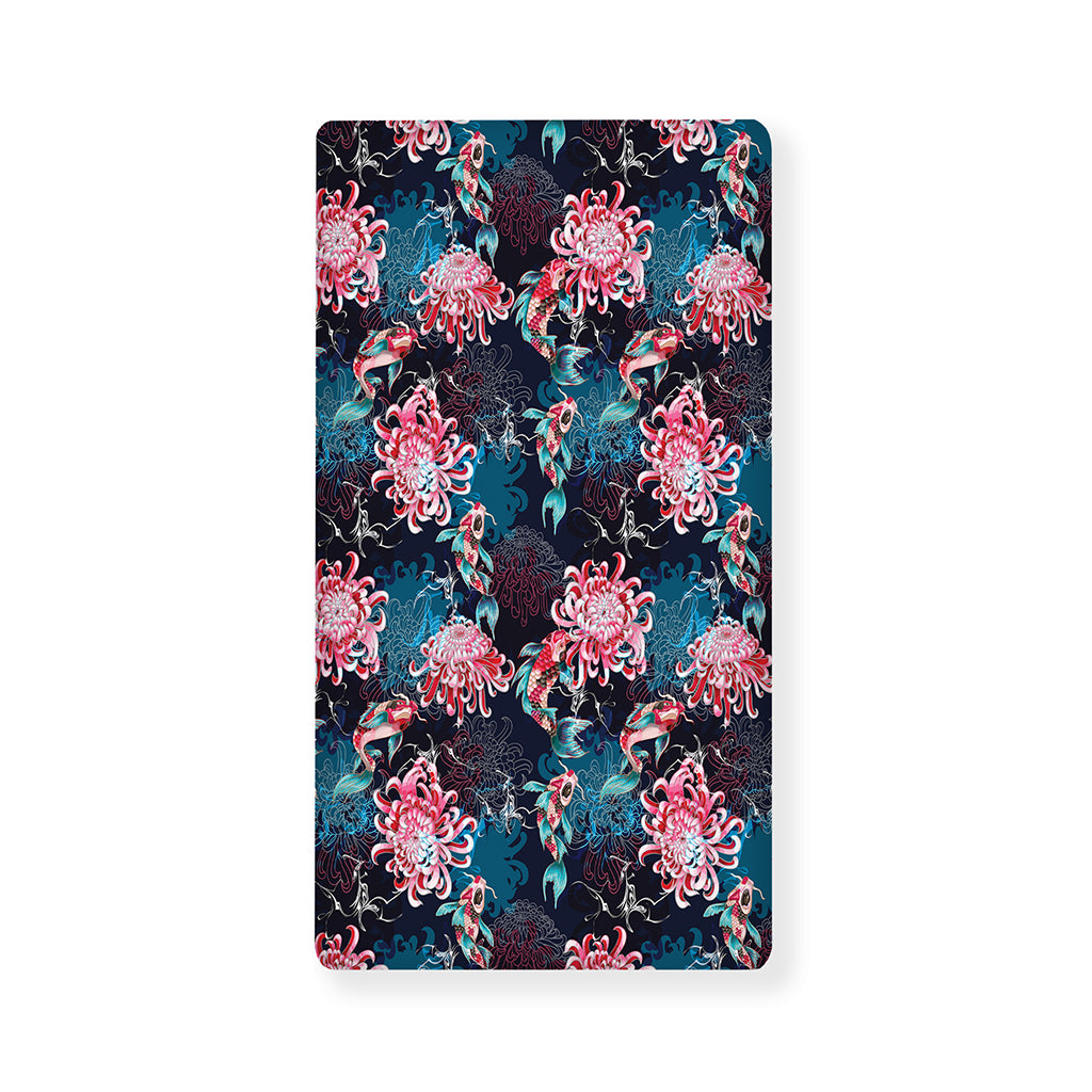 Japanese Koi And Chrysanthemums Print Baby Crib Sheet
